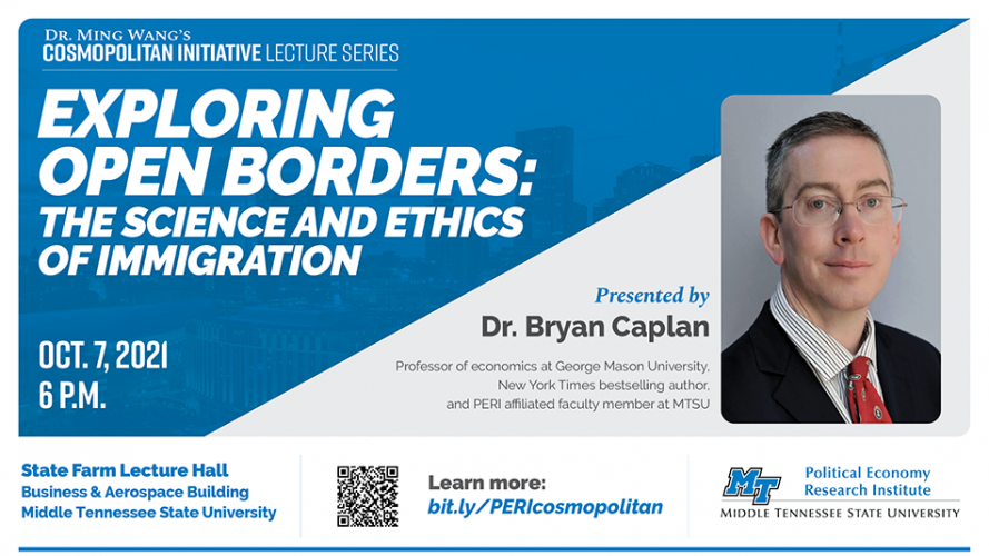Dr. Ming Wang’s Cosmopolitan Initiative Lecture Series: “Exploring Open Borders: The Science and Ethics of Immigration”